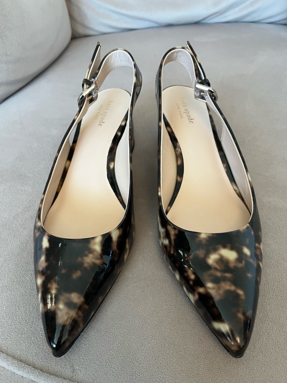 kate spade Black Tortoiseshell Pointed Slingback Mules